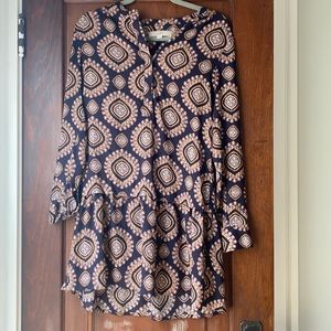 LOFT cute patterned long sleeve dress XS